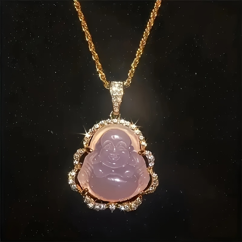 Hip-hop Glass Maitreya Pendant Necklace